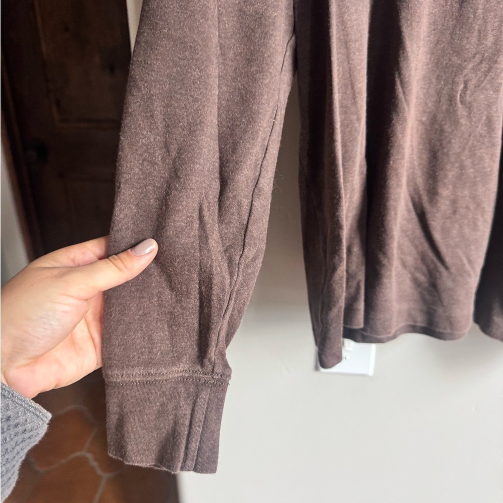 Pima Cotton Mock Neck Top L Chocolate Brown Essential Scandi Capsule Neutral - Picture 2 of 5